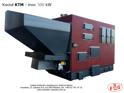 Kocioł z podajnikiem tłokowym KTM - moc od 530 kW parametry ustalane indywidualnie